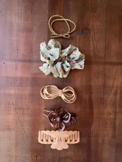 花デザイン ヘアクリップ・シュシュ5点セット まとめ売り