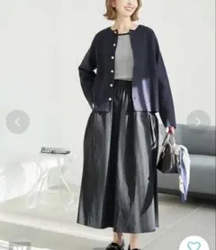 ロペピクニック　ノーカラーミラノリブカーディガン　羽織り　折り曲げ袖　上品