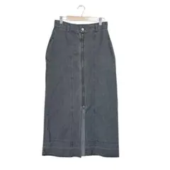 ロゴスデイズ　ロングスカート　グレー【M】デニム　無地　ファスナー　ウエストゴム
