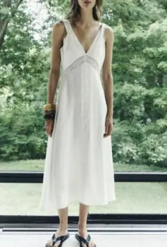 zara ZW COLLECTION リネン100% キャミソールワンピース