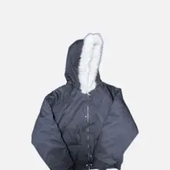 ファー付きフード 黒 短丈ダウンジャケット　y2k グランジ