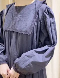 【良品】ツハルバイサマンサモスモス リバーレース切替ワンピース チャコール