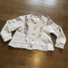 ブリーズ　100 グレー フリル付きカーディガン