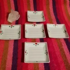 未使用　和食器　赤絵　豆皿　5枚