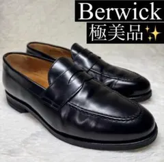 極美品】バーウィック 1707 ペニーローファー 5260 ブラック UK7