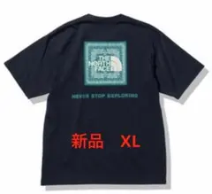 【 XL 】ネイビー★ バンダナ スクエア ロゴ Tシャツ★ ノースフェイス