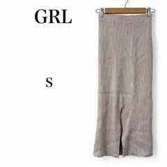 【グレイル】 ロングスカート タイト ニット ウエストゴム プリーツ