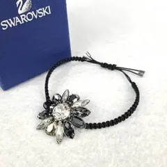 □極上品□スワロフスキー クリスタルブラック ブレスレット フラワー 1