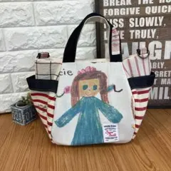 ハンドメイドバックデニムリメイクパッチワークサイドポケットつきころりんバック