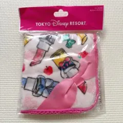【新品未使用】 Disney ディズニー ミニタオル ピンク リボン 25×25