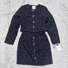 新品タグ付　ハーリップトゥ Mix Loop Tweed Dress 黒 Sのサムネイル
