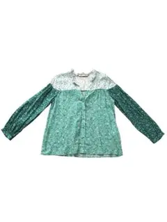 【中古・美品】ZARA 花柄切替ブラウス Lサイズ