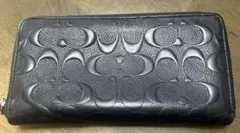 COACH シグネチャー 型押し 長財布 ブラック