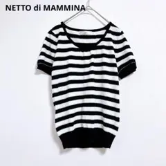 【ネットディマミーナ】ニット　半袖　サマーニット　美品　ボーダー　白　黒　ラメのサムネイル
