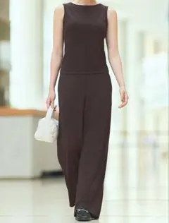 【美品】UNIQLO クレープジャージーストレートパンツ& ボートネックセット