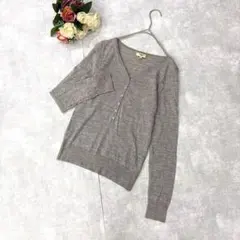 ナチュラルビューティーベーシック（M）ウール100% カーディガン グレー通勤