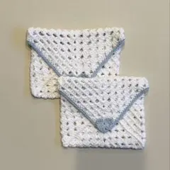 【handmade】手編み 毛糸 レター ミニポーチ 封筒型