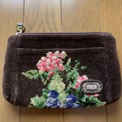 【極美品】FEILERポーチでは珍しいブラウンカラー　フェイラー20×13×3