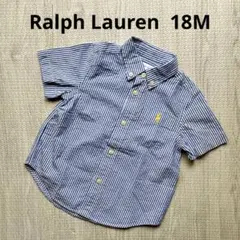 【美品】Ralph Lauren ボタンダウンストライプシャツ 18M