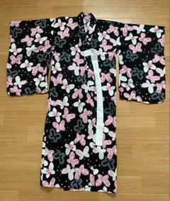 女の子　浴衣　120-130㎝　ブラック　蝶々