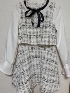 チェック柄ツイードミニワンピース