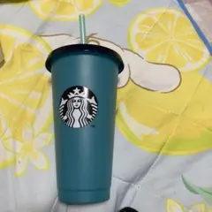 スターバックス 青緑 タンブラー ストロー付き