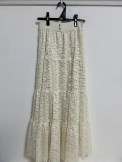 MAJESTIC LEGON アイボリー レース ティアード ロングスカート