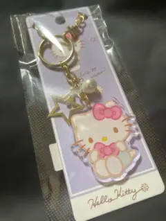 ハローキティ アクリルキーホルダー 星型チャーム付き★キティバッグチャームキー