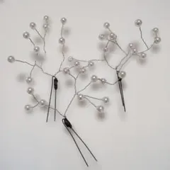 パール装飾のヘアピン3本セット　0126