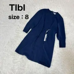 ワンピース　ネイビー　ウエストリボン　サイズ8　TIbI ティビ