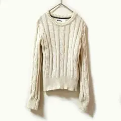 美品 MHL ウール100% ケーブル編みニット ホワイト マーガレットハウエル