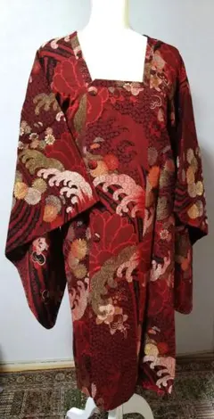 アンティーク　道行きコート　葵と菊　金糸　正絹　大正ロマン