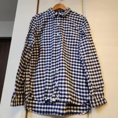 無印良品　チェックシャツ　青　XL