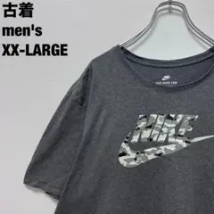 古着 NIKE ナイキ Tシャツ 迷彩ロゴ ビッグサイズ チャコールグレーXXL