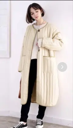 クラシカルエルフ　パイピングキルティングコート　オフベージュ　M