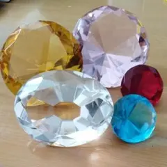 ③巨大クリスタルダイヤモンド2個+中サイズ1+小サイズ2/宝石パワーUP占い雑貨