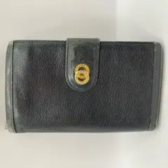 BVLGARI ブルガリ 二つ折り財布 長財布 ダブルリング レザー ブラック