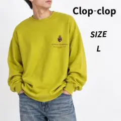 【タグ付】Clop-clop ワンポイント刺繍スウェットトレーナー L イエロー