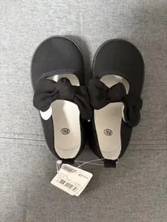 【新品・未使用】リボン付き黒フォーマルシューズ 15cm