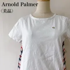 【美品】　アーノルドパーマー　チェック柄切り替えデザインコットンTシャツブ