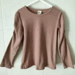 ビーデスビー　リブ編み長袖トップス　ピンクベージュ　１２０サイズ