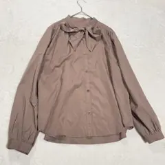 INGNI リボン付きブラウス くすみブラウン　長袖 フェミニン きれいめ M