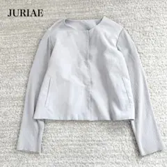 ジュリア ノーカラージャケット 異素材 リブニット コットン ゆったり シンプル