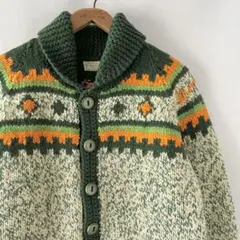 60s 70s フェアアイル ウール カウチン セーター ハンドニット