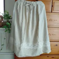 サマンサモスモス✨アイボリーフレアスカート レース装飾✨