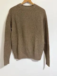 無印良品　ワッフル編みウールニット　ブラウン　メンズ　M