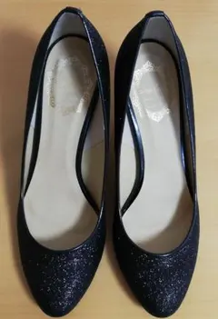 【美品】ラメ入りブラックヒールのサムネイル