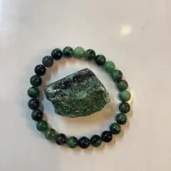 天然石 緑黒ビーズ ブレスレット