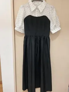り*か様 ポルカドットパフスリーブミディドレス