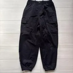 黒 カーゴパンツ 4ポケット ゴムウエスト